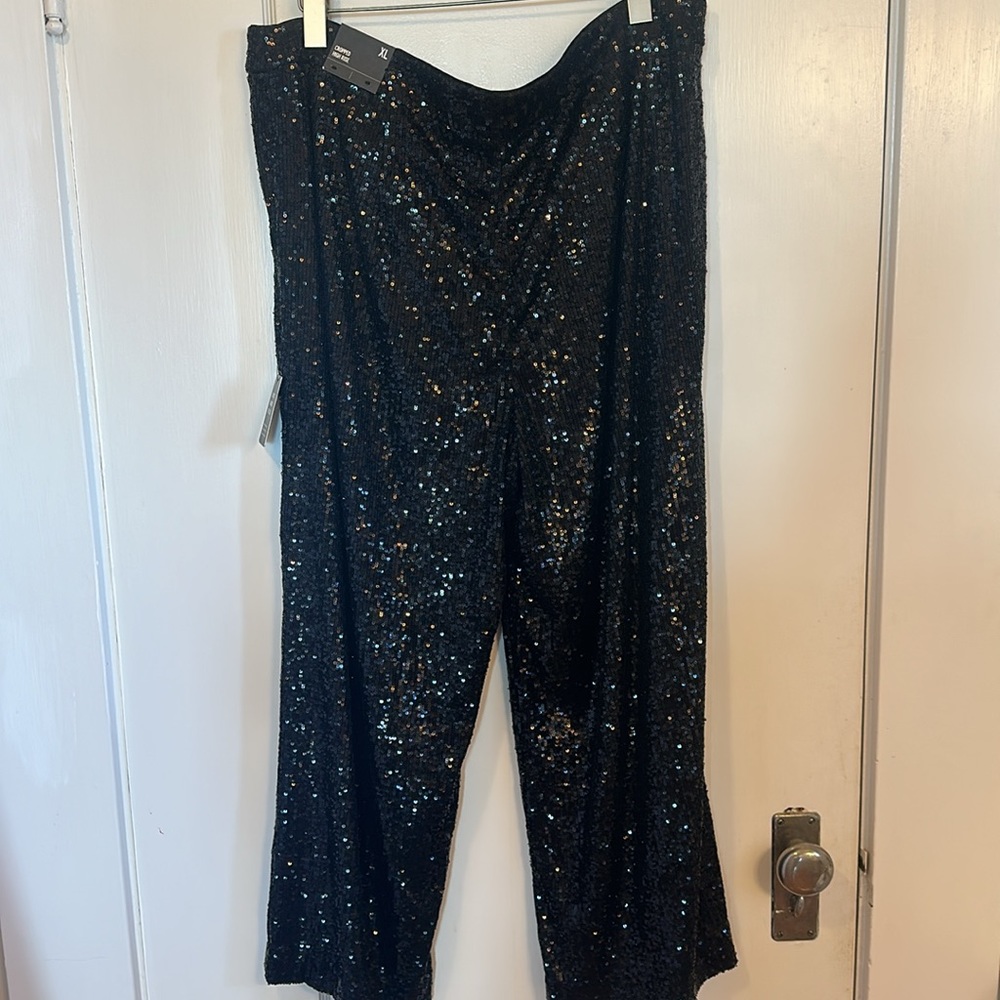 Express NWT High Rise Crop Sequin Pants - XL - Picture 6 of 9